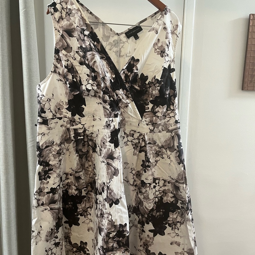 Lane Bryant Black and Gray A-line Midi Dress V-neck Sleeveless